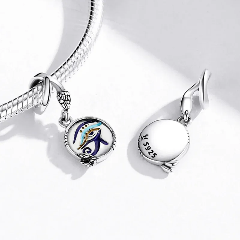 (image for) Pandora Style Silver Dangle Charm, Egypt - Twin Eyes, Multicolor Enamel - SCC185 - View 4