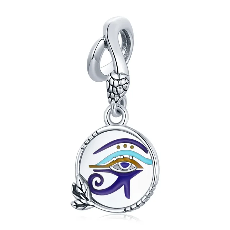 (image for) Pandora Style Silver Dangle Charm, Egypt - Twin Eyes, Multicolor Enamel - SCC1857 - Product Image