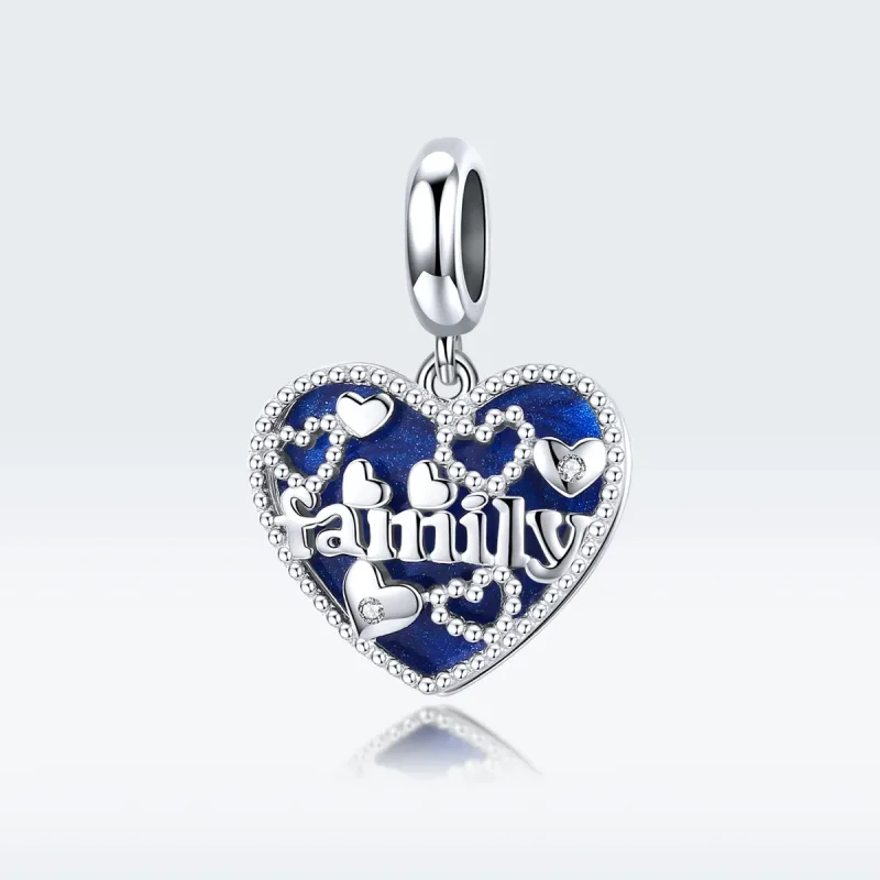 (image for) Pandora Style Silver Dangle Charm, Family Letters, Blue Enamel - BSC293 - View 5