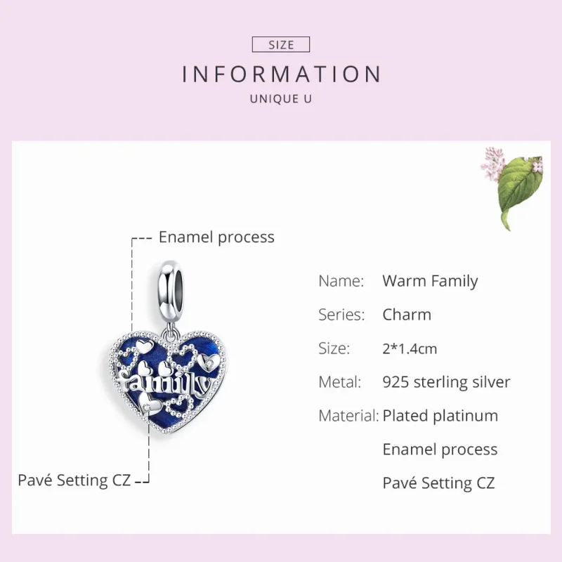 (image for) Pandora Style Silver Dangle Charm, Family Letters, Blue Enamel - BSC293 - View 7