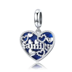 (image for) Pandora Style Silver Dangle Charm, Family Letters, Blue Enamel - BSC293