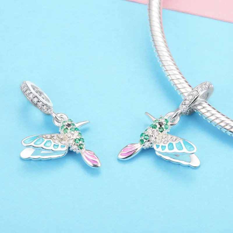 (image for) Pandora Style Silver Dangle Charm, Kingfisher, Multicolor Enamel - SCC991 - View 3