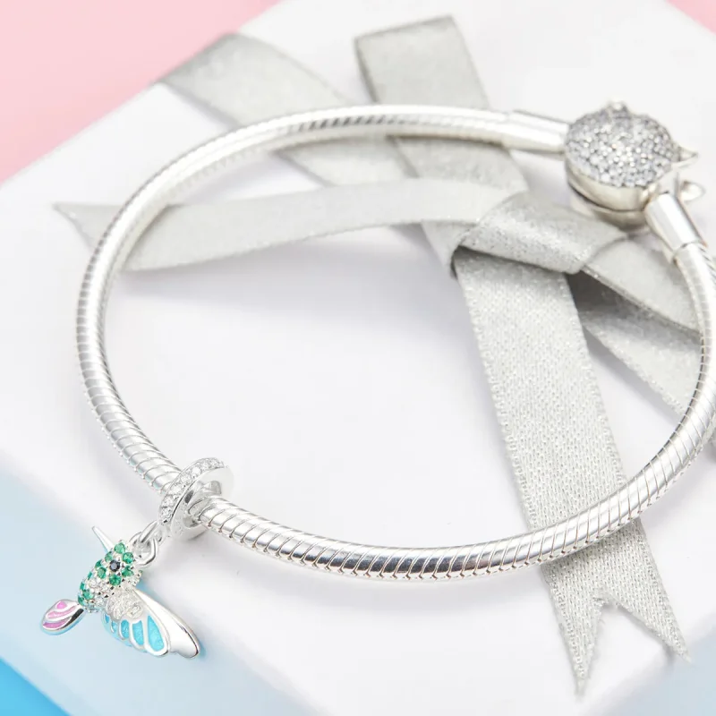 (image for) Pandora Style Silver Dangle Charm, Kingfisher, Multicolor Enamel - SCC991 - View 4