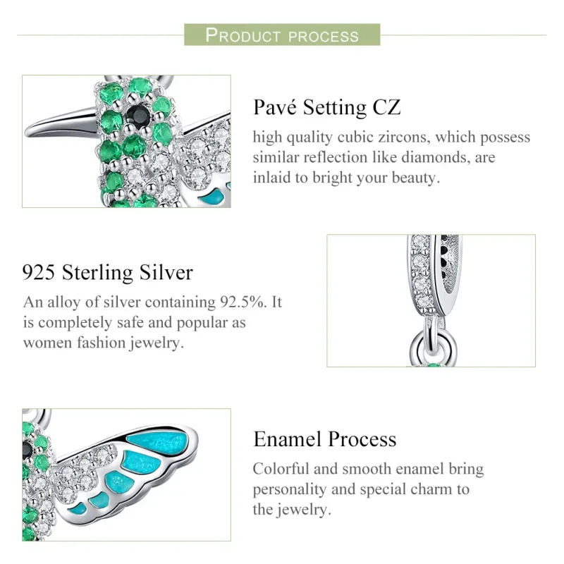 (image for) Pandora Style Silver Dangle Charm, Kingfisher, Multicolor Enamel - SCC991 - View 6