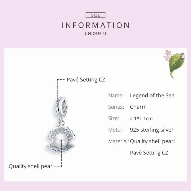 (image for) Pandora Style Silver Dangle Charm, Legend of The Sea, Enamel - BSC242 - View 7