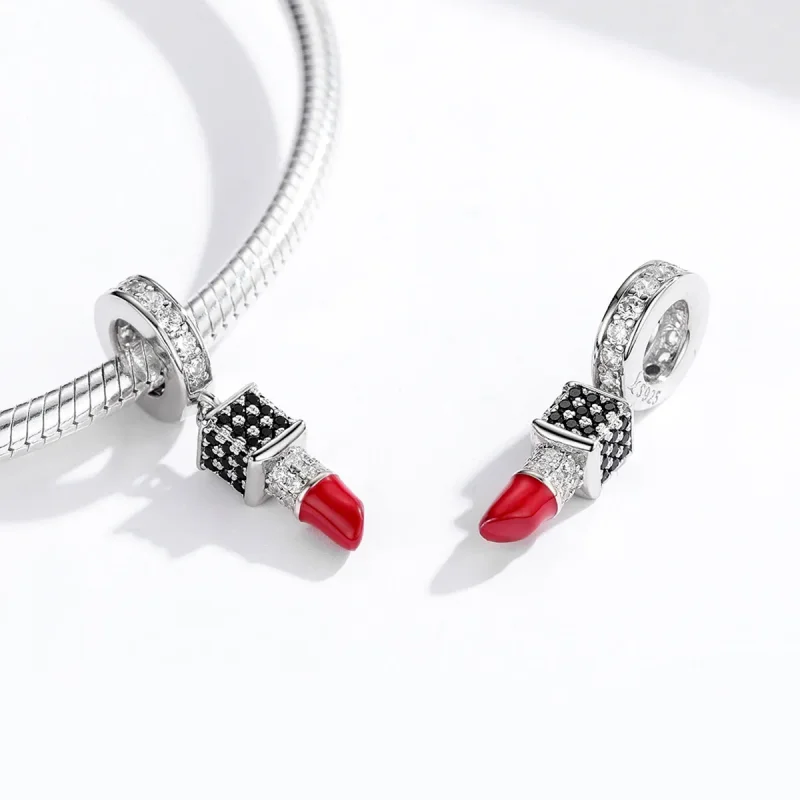 (image for) Pandora Style Silver Dangle Charm, Lipstick, Multicolor Enamel - SCC1392 - View 4