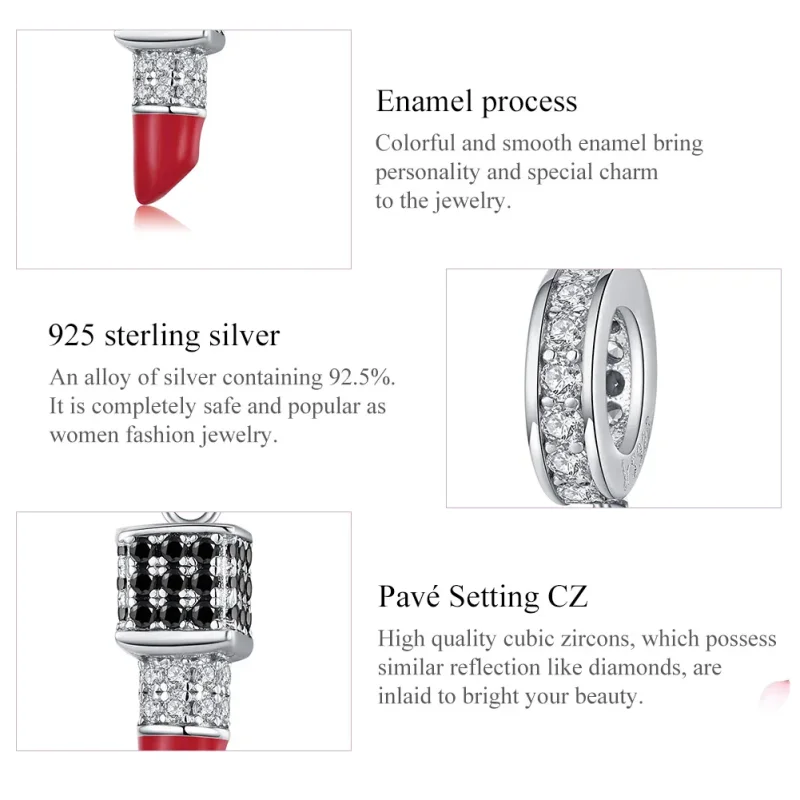 (image for) Pandora Style Silver Dangle Charm, Lipstick, Multicolor Enamel - SCC1392 - View 5