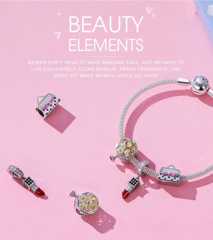 (image for) Pandora Style Silver Dangle Charm, Lipstick, Multicolor Enamel - SCC1392 - View 6