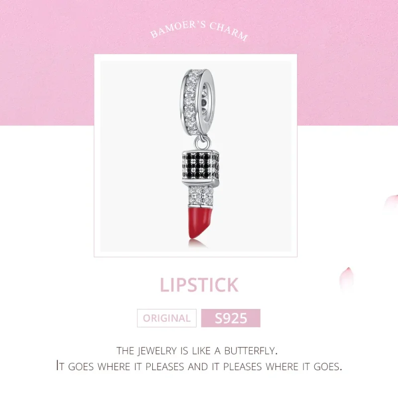 (image for) Pandora Style Silver Dangle Charm, Lipstick, Multicolor Enamel - SCC1392 - View 7