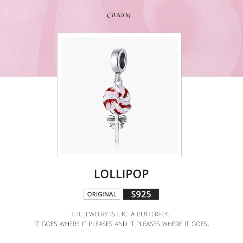 (image for) Pandora Style Silver Dangle Charm, Lollipop, Multicolor Enamel - SCC1491 - View 6