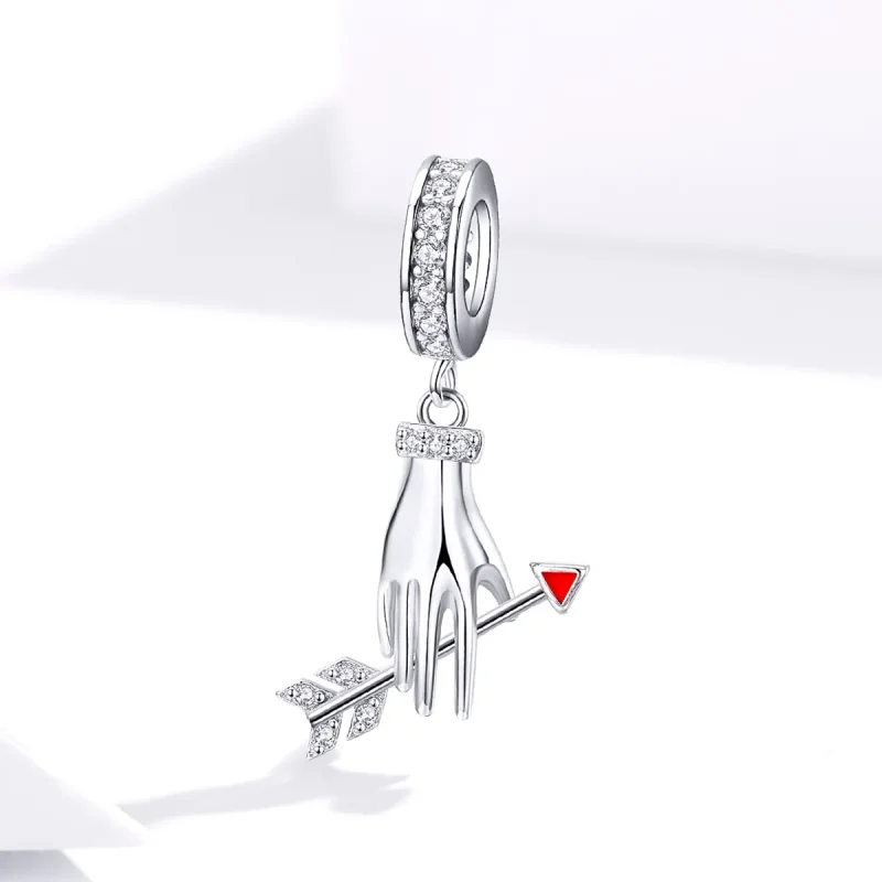 (image for) Pandora Style Silver Dangle Charm, Love Arrow, Red Enamel - SCC1375 - View 4