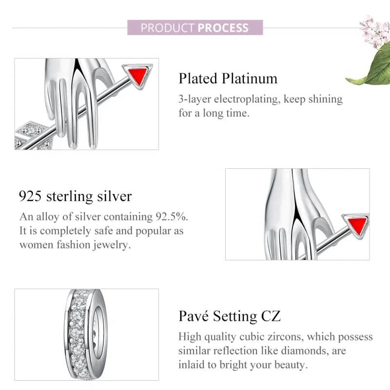 (image for) Pandora Style Silver Dangle Charm, Love Arrow, Red Enamel - SCC1375 - View 8