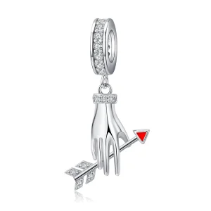 (image for) Pandora Style Silver Dangle Charm, Love Arrow, Red Enamel - SCC1375