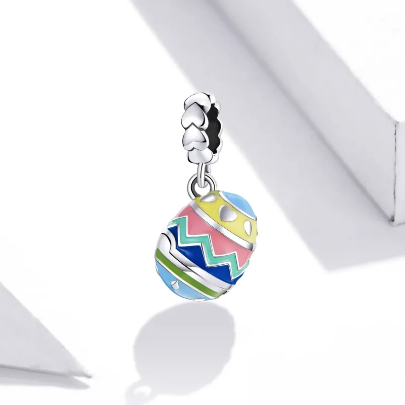 (image for) Pandora Style Silver Dangle Charm, Lucky Eggs, Multicolor Enamel - SCC1753 - View 2