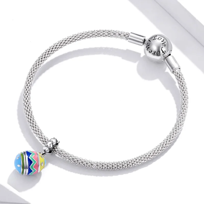 (image for) Pandora Style Silver Dangle Charm, Lucky Eggs, Multicolor Enamel - SCC1753 - View 3