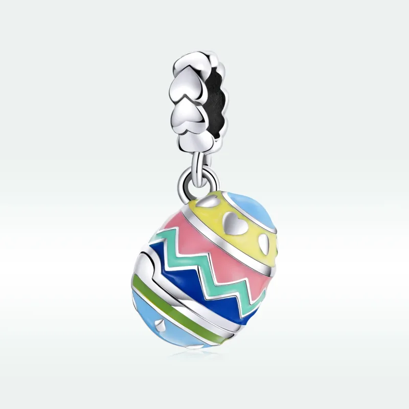 (image for) Pandora Style Silver Dangle Charm, Lucky Eggs, Multicolor Enamel - SCC1753 - View 5