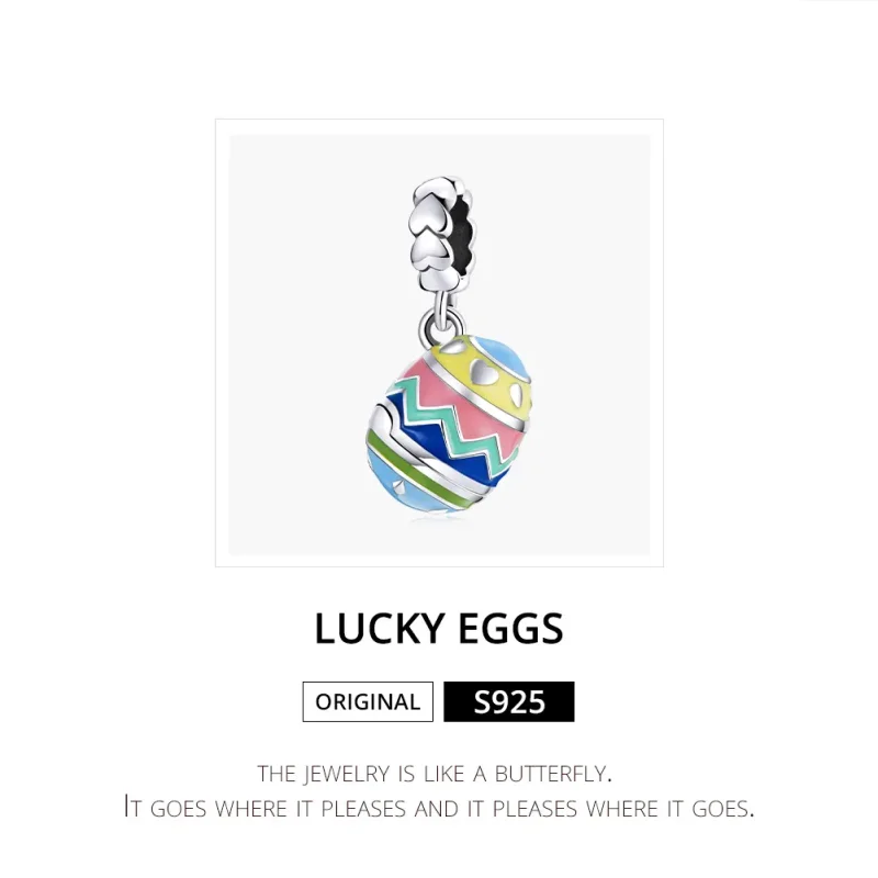 (image for) Pandora Style Silver Dangle Charm, Lucky Eggs, Multicolor Enamel - SCC1753 - View 6