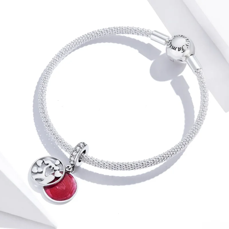 (image for) Pandora Style Silver Dangle Charm, Maternal Love, Red Enamel - SCC1460 - View 2