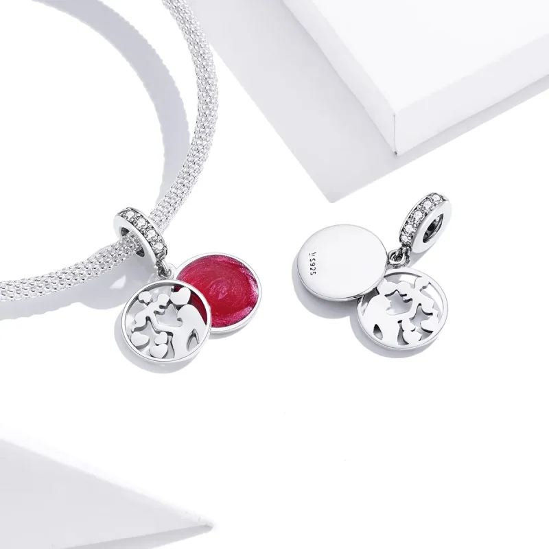 (image for) Pandora Style Silver Dangle Charm, Maternal Love, Red Enamel - SCC1460 - View 3