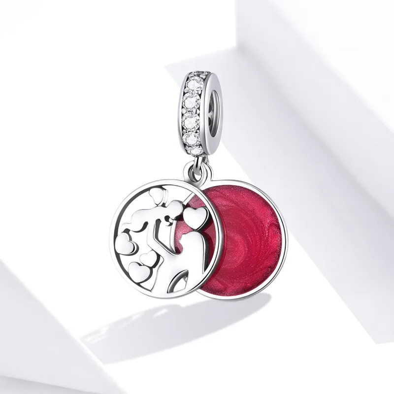 (image for) Pandora Style Silver Dangle Charm, Maternal Love, Red Enamel - SCC1460 - View 4