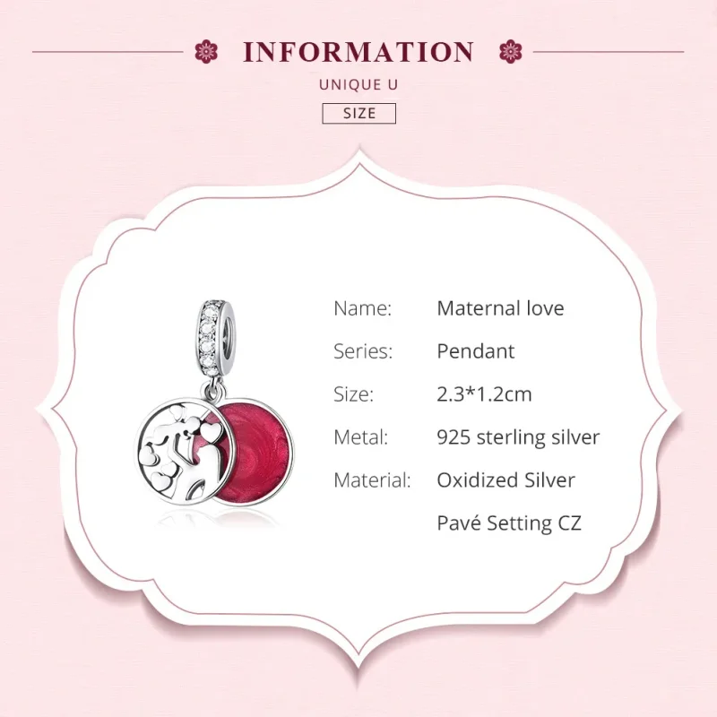 (image for) Pandora Style Silver Dangle Charm, Maternal Love, Red Enamel - SCC1460 - View 6