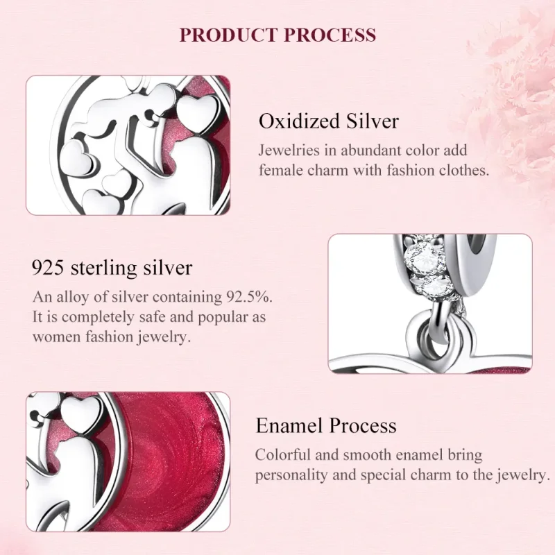 (image for) Pandora Style Silver Dangle Charm, Maternal Love, Red Enamel - SCC1460 - View 7