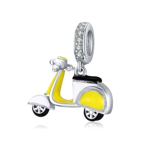 (image for) Pandora Style Silver Dangle Charm, Motorcycle, Yellow Enamel - BSC136
