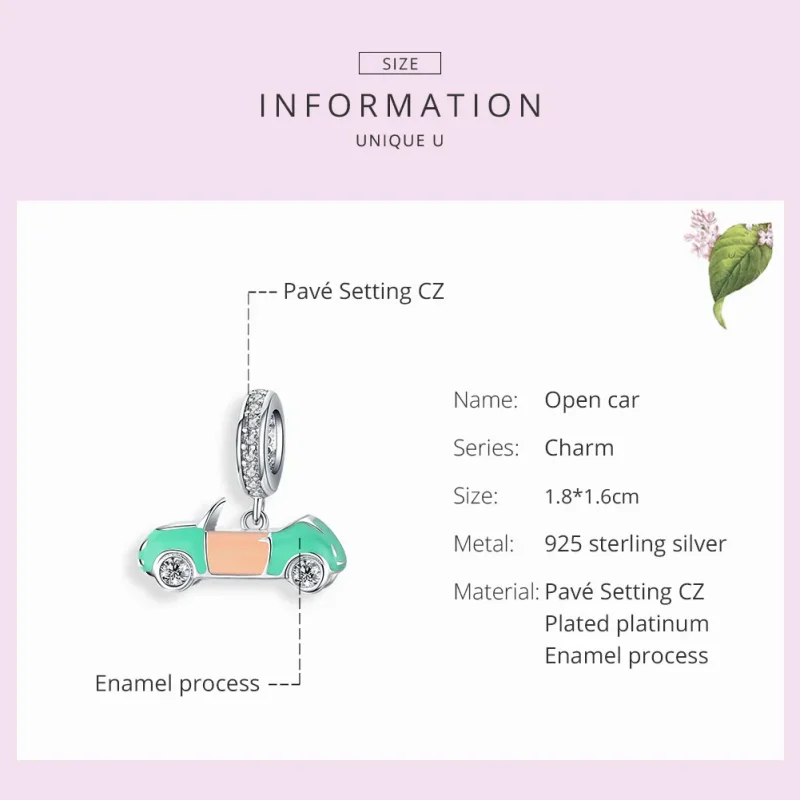 (image for) Pandora Style Silver Dangle Charm, Open Cart, Enamel - BSC155 - View 2