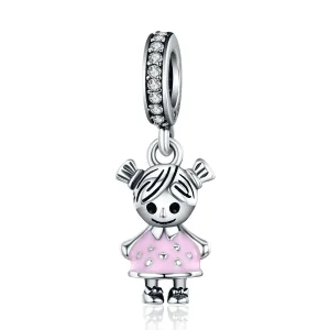 (image for) Pandora Style Silver Dangle Charm, Perfect Life Is Sweet, Pink Enamel - SCC543