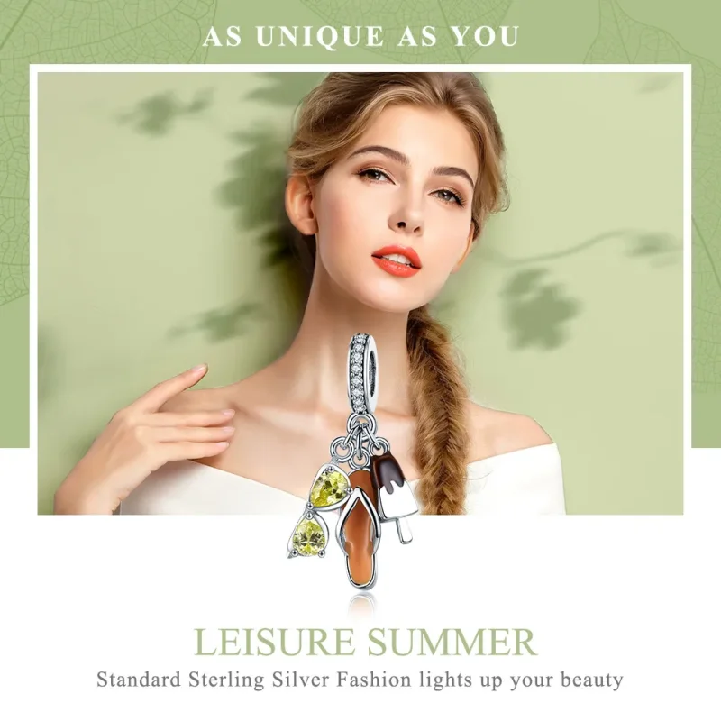 (image for) Pandora Style Silver Dangle Charm, Pleasant Summer, Multicolor Enamel - SCC770 - View 6