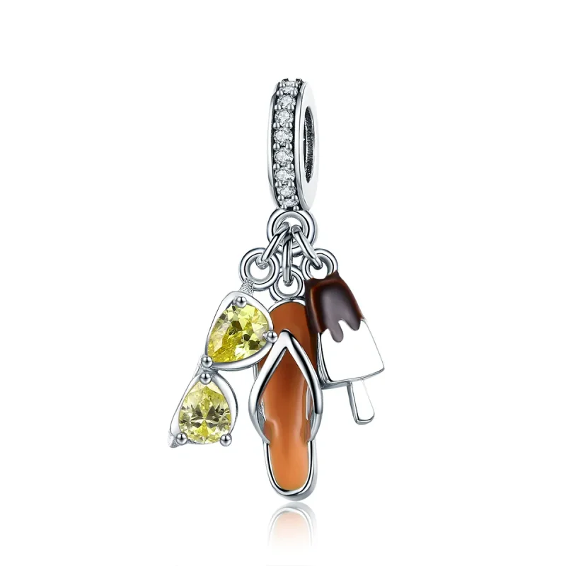 (image for) Pandora Style Silver Dangle Charm, Pleasant Summer, Multicolor Enamel - SCC770 - Product Image