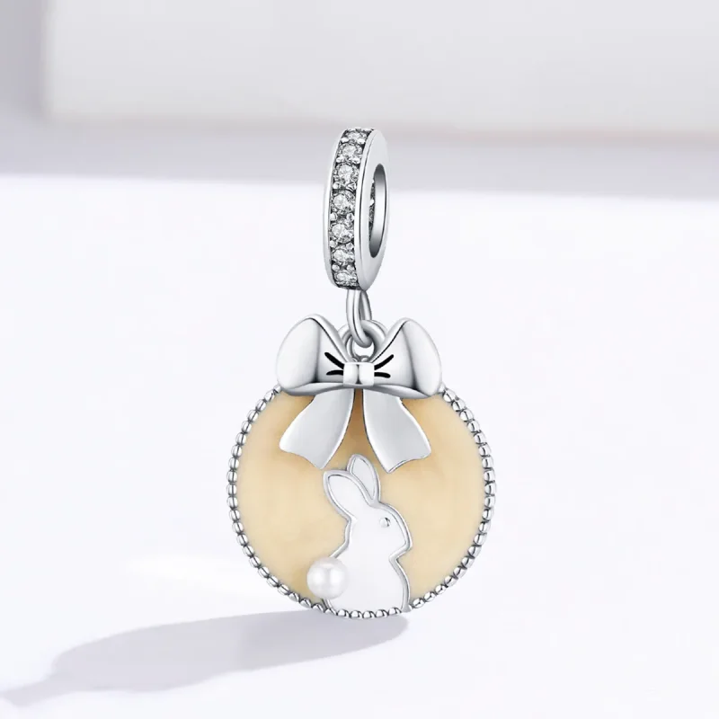 (image for) Pandora Style Silver Dangle Charm, Rabbit, Brown Enamel - SCC1439 - View 2