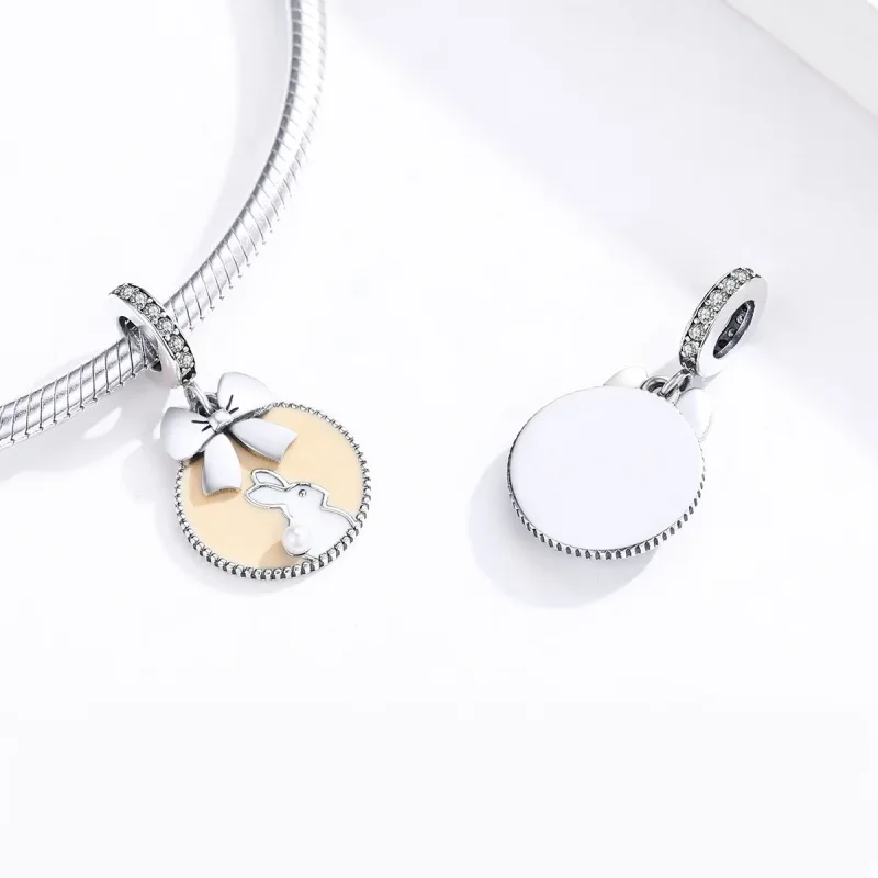 (image for) Pandora Style Silver Dangle Charm, Rabbit, Brown Enamel - SCC1439 - View 3