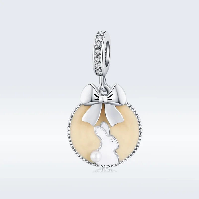 (image for) Pandora Style Silver Dangle Charm, Rabbit, Brown Enamel - SCC1439 - View 5