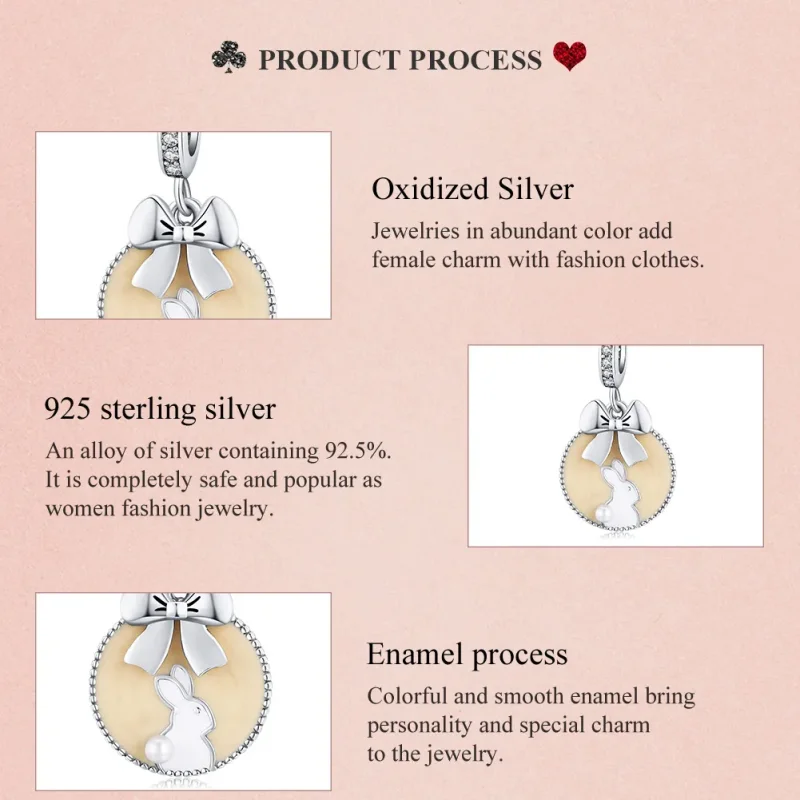 (image for) Pandora Style Silver Dangle Charm, Rabbit, Brown Enamel - SCC1439 - View 8