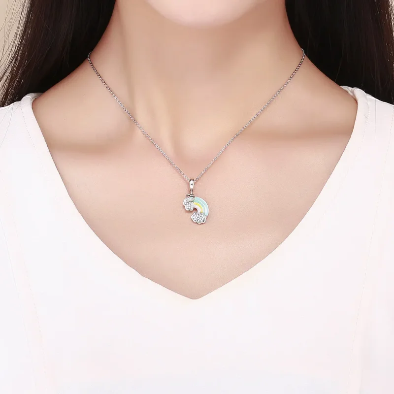 (image for) Pandora Style Silver Dangle Charm, Rainbow After Rain, Multicolor Enamel - SCC90 - View 5