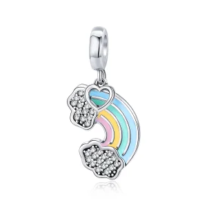 (image for) Pandora Style Silver Dangle Charm, Rainbow After Rain, Multicolor Enamel - SCC905