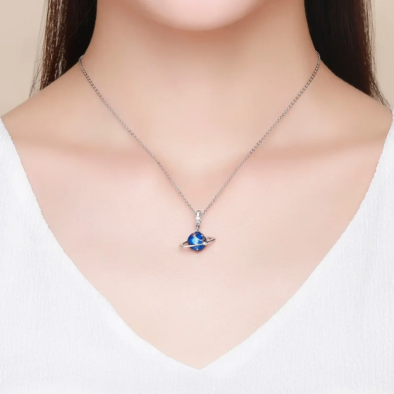 (image for) Pandora Style Silver Dangle Charm, Secret Planet, Blue Enamel - SCC933 - View 5