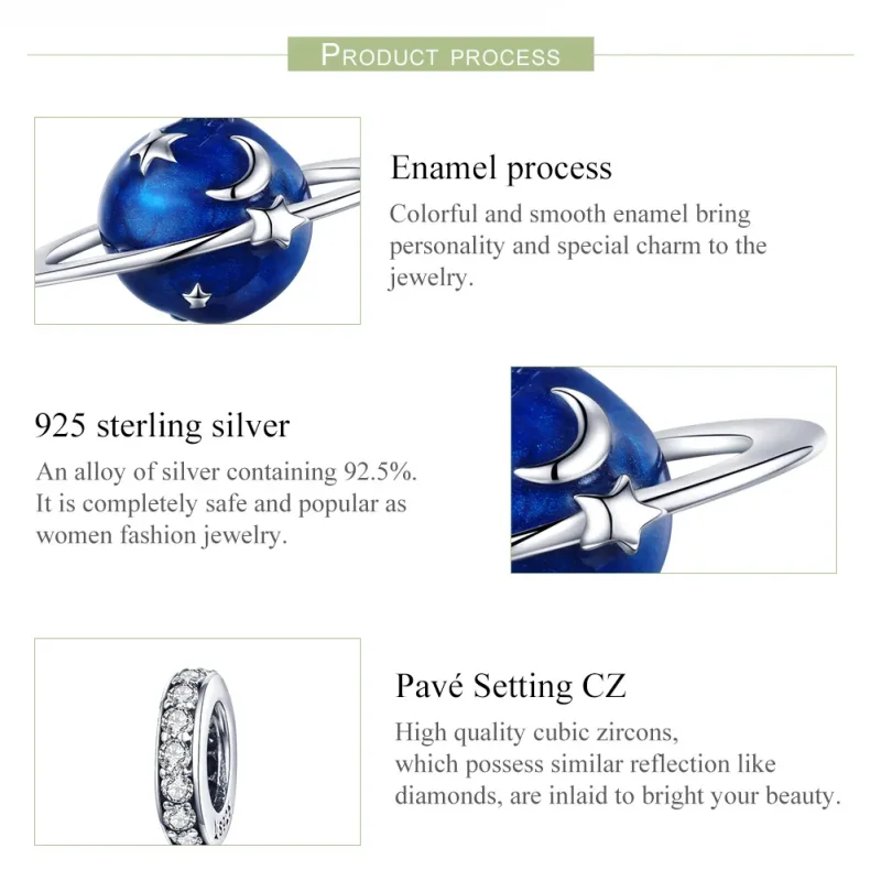 (image for) Pandora Style Silver Dangle Charm, Secret Planet, Blue Enamel - SCC933 - View 7