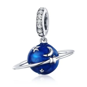 (image for) Pandora Style Silver Dangle Charm, Secret Planet, Blue Enamel - SCC933
