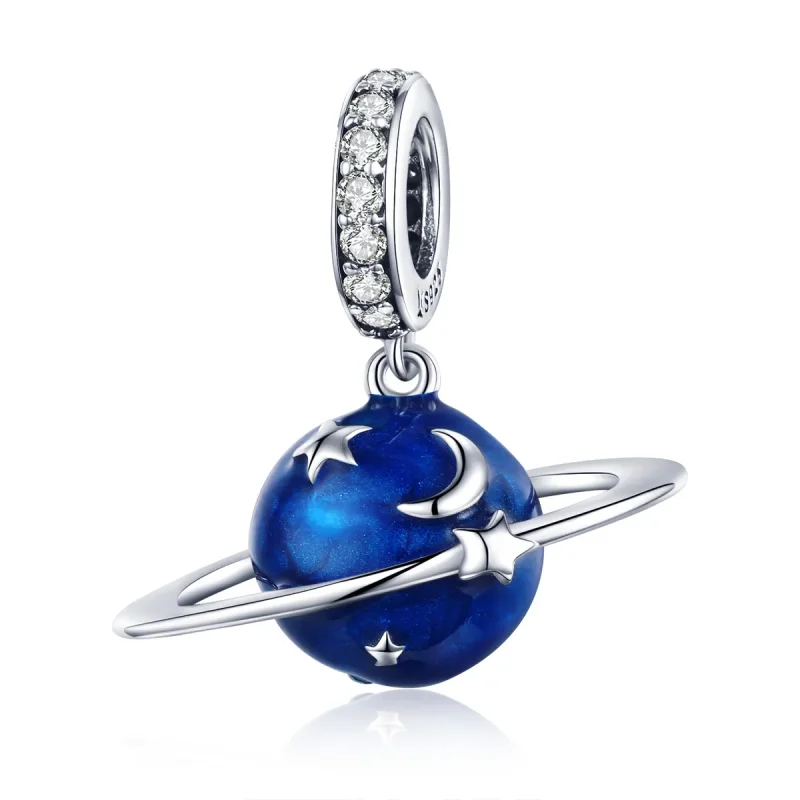 (image for) Pandora Style Silver Dangle Charm, Secret Planet, Blue Enamel - SCC933 - Product Image