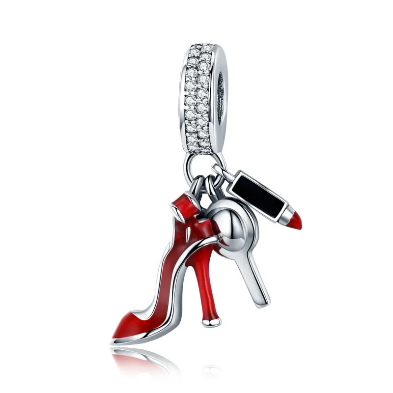 (image for) Pandora Style Silver Dangle Charm, Sexy Dressing, Multicolor Enamel - SCC457 - Product Image