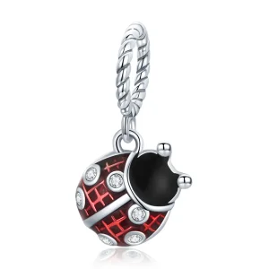 (image for) Pandora Style Silver Dangle Charm, Six-Star Ladybug, Multicolor Enamel - SCC1874