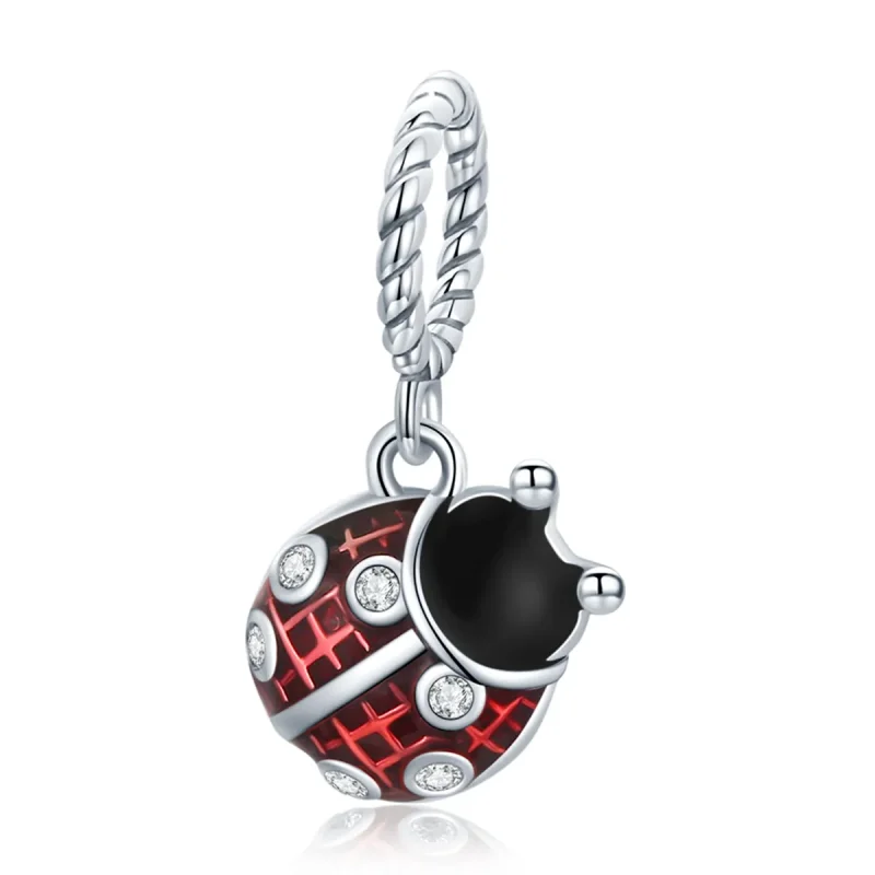 (image for) Pandora Style Silver Dangle Charm, Six-Star Ladybug, Multicolor Enamel - SCC1874 - Product Image