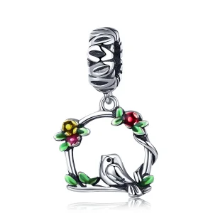 (image for) Pandora Style Silver Dangle Charm, Spring Bird, Multicolor Enamel - SCC645
