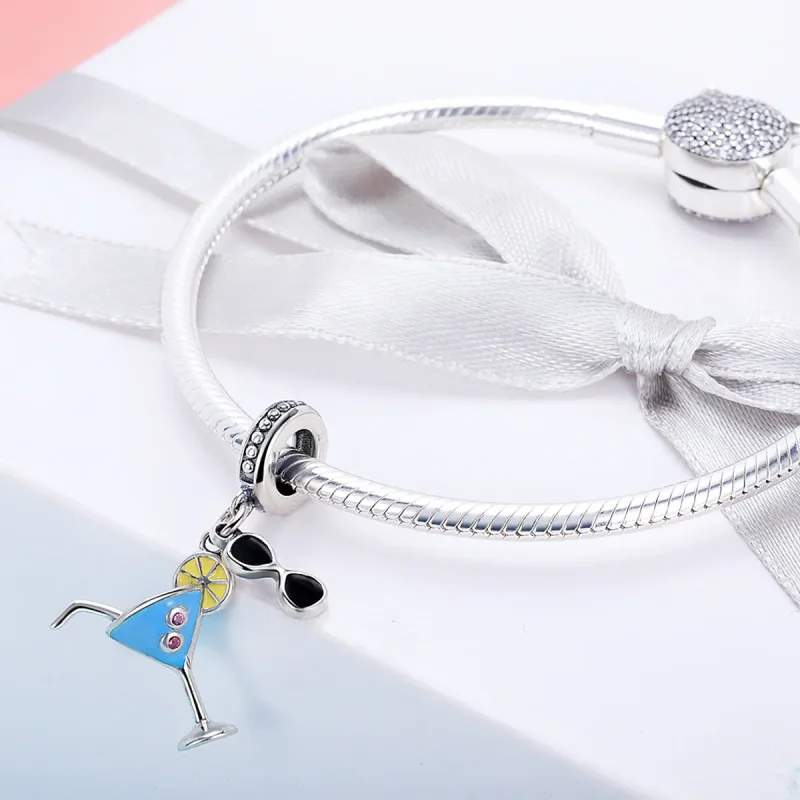 (image for) Pandora Style Silver Dangle Charm, Summer Cold Drinks, Multicolor Enamel - SCC69 - View 2