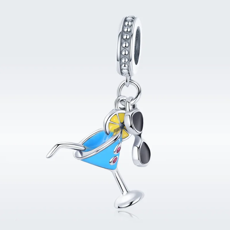 (image for) Pandora Style Silver Dangle Charm, Summer Cold Drinks, Multicolor Enamel - SCC69 - View 3