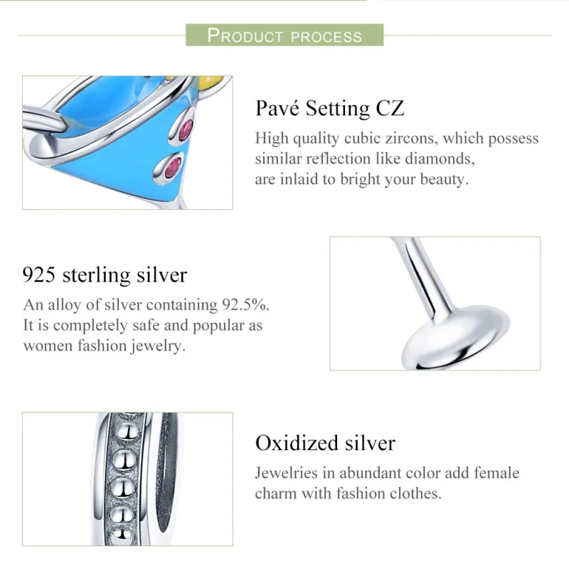 (image for) Pandora Style Silver Dangle Charm, Summer Cold Drinks, Multicolor Enamel - SCC69 - View 6