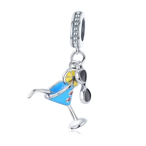 (image for) Pandora Style Silver Dangle Charm, Summer Cold Drinks, Multicolor Enamel - SCC698