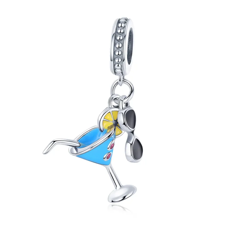 (image for) Pandora Style Silver Dangle Charm, Summer Cold Drinks, Multicolor Enamel - SCC698 - Product Image
